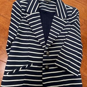 Express navy white striped two buttons cotton blazer